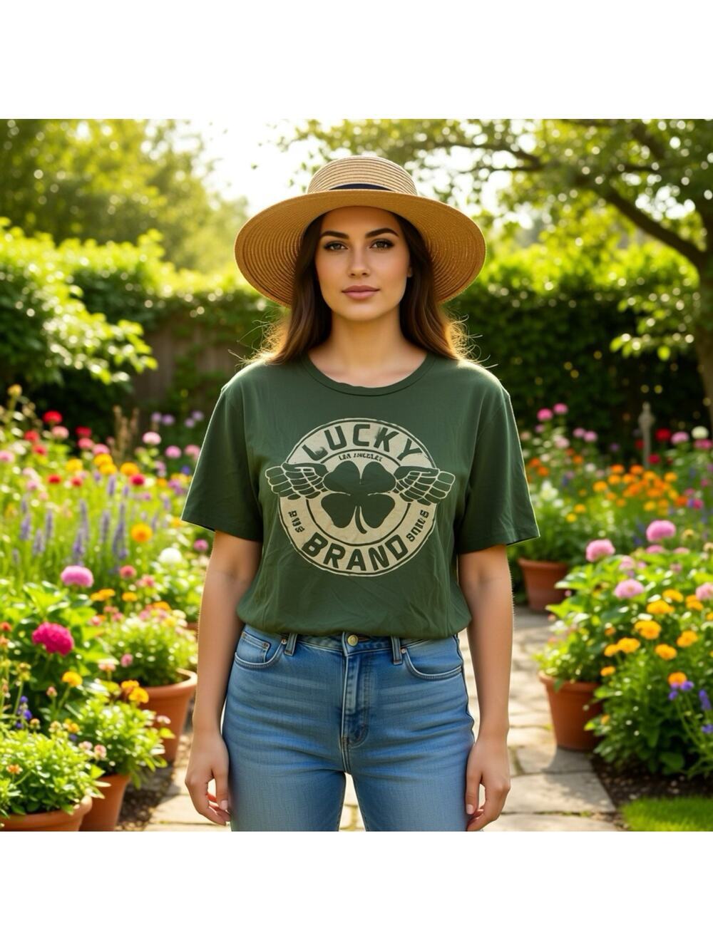 Lucky Brand Good Luck Original Graphic Short Sleeve T-Shirt Soft Cotton Unisex M